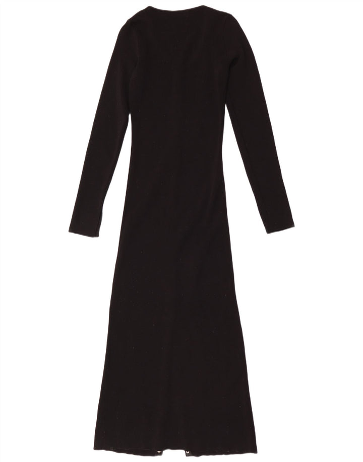 Zara Womens Long Sleeve Maxi Dress UK 12 Medium Black