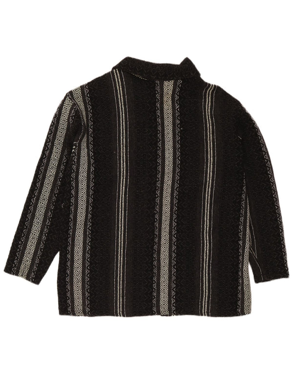 Vintage Mens Cardigan Sweater XL Black Geometric Wool Aztec