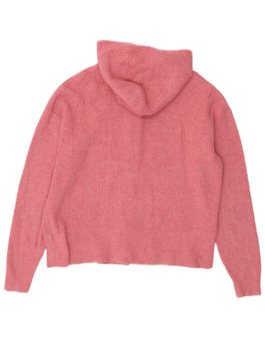 MARKS & SPENCER Womens Hooded Cardigan Sweater UK 16 Large Pink Viscose