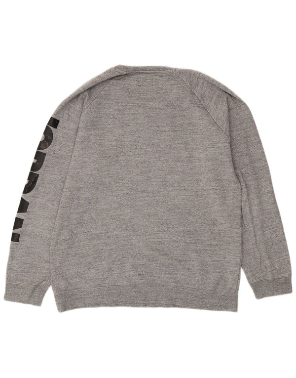 JORDAN Mens Graphic Sweatshirt Jumper Large Grey Cotton
