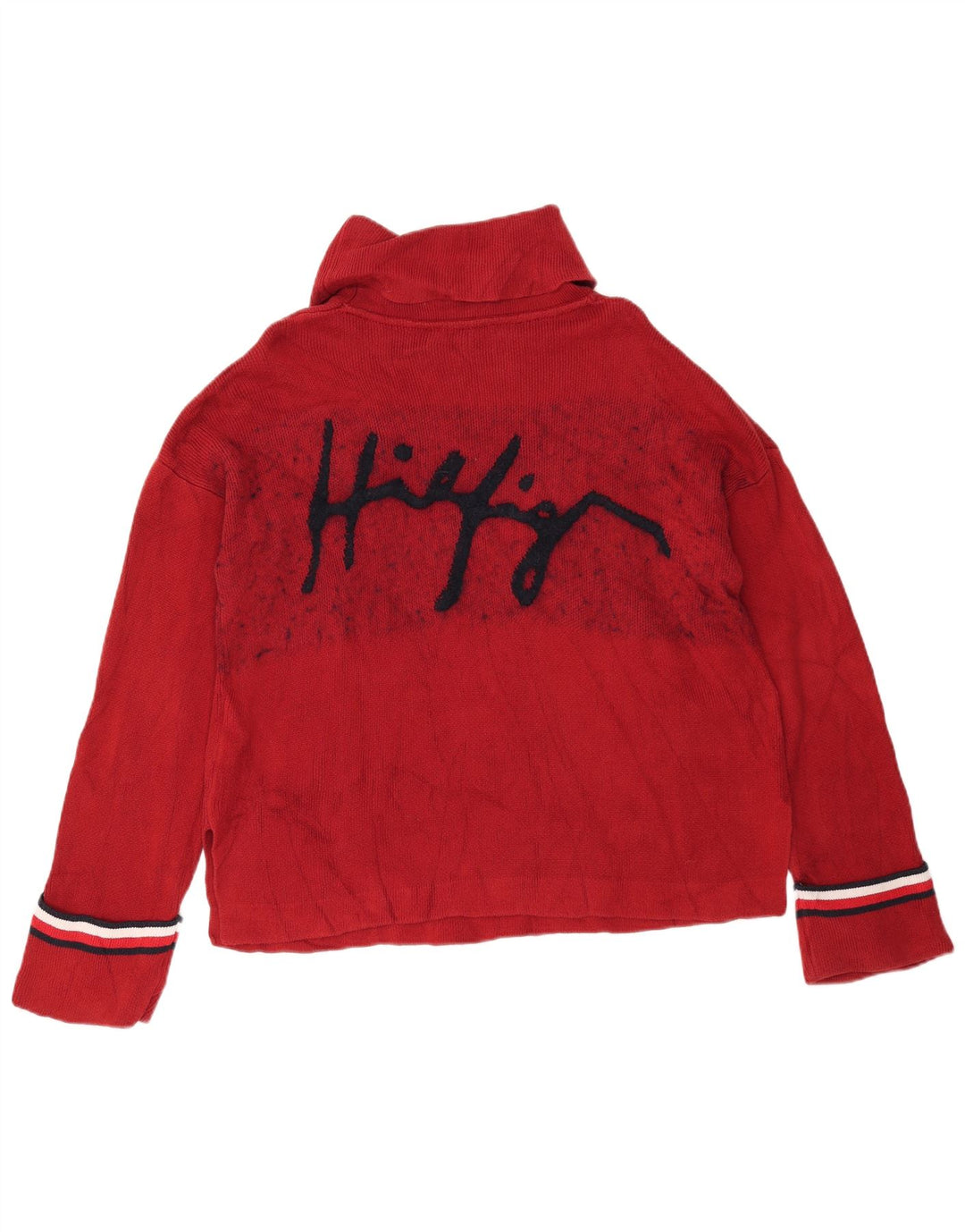 Tommy Hilfiger Womens Graphic Roll Neck Jumper Sweater UK 10 Small Red