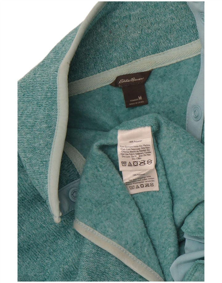 EDDIE BAUER Womens Button Neck Sweatshirt Jumper UK 14 Medium Turquoise