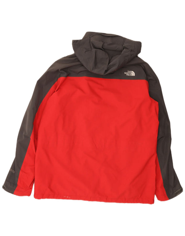The North Face Mens Hooded Rain Jacket UK 42 XL Red Colourblock Nylon