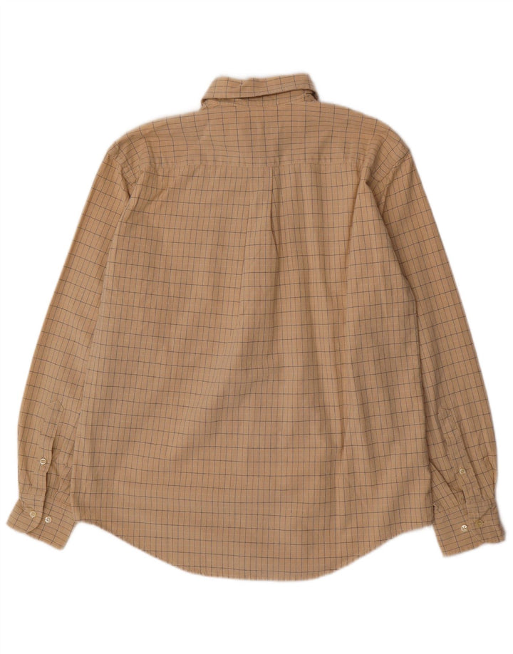 Sergio Tacchini Mens Shirt Medium Beige Check Cotton