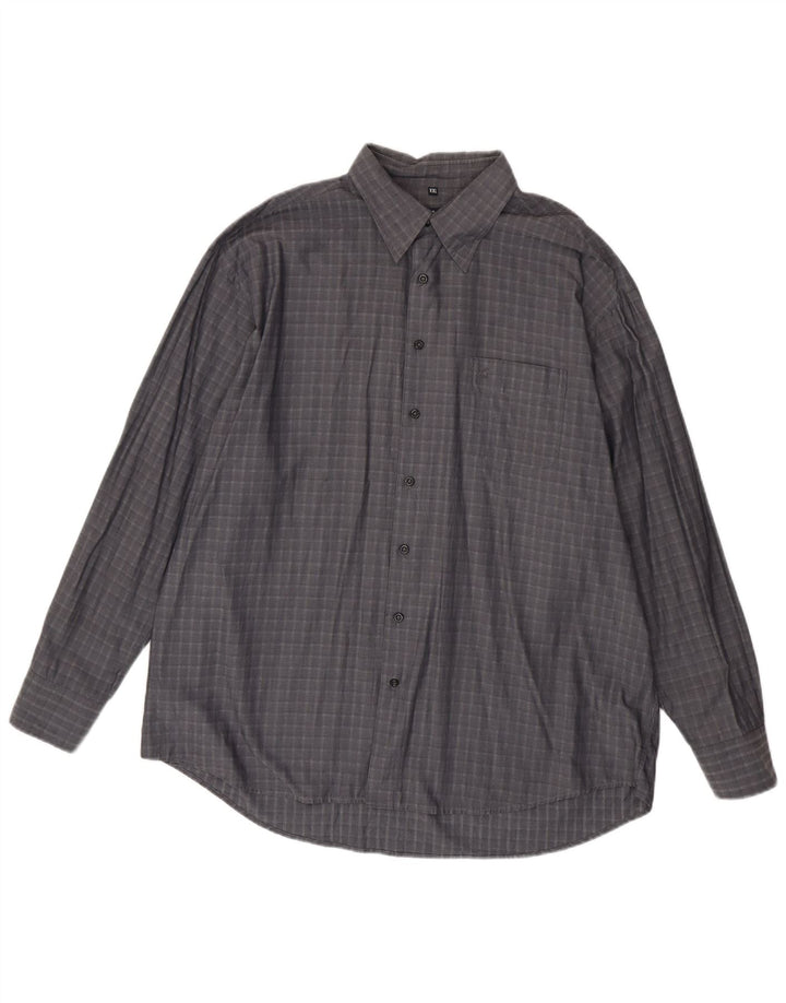 DANIEL HECHTER Mens Shirt 2XL Grey Check Cotton