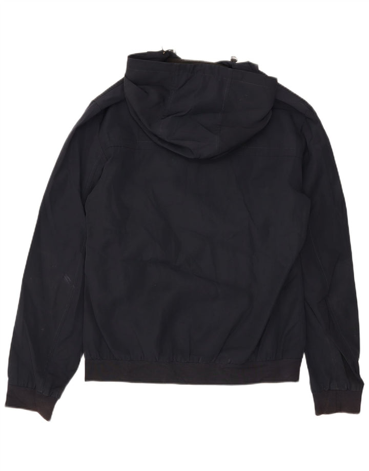 REISS Mens Hooded Bomber Jacket UK 38 Medium Navy Blue Polyester