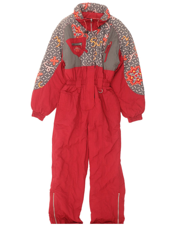X-Cape Womens Ski Jumpsuit UK 10 Small Red Geometric Nylon