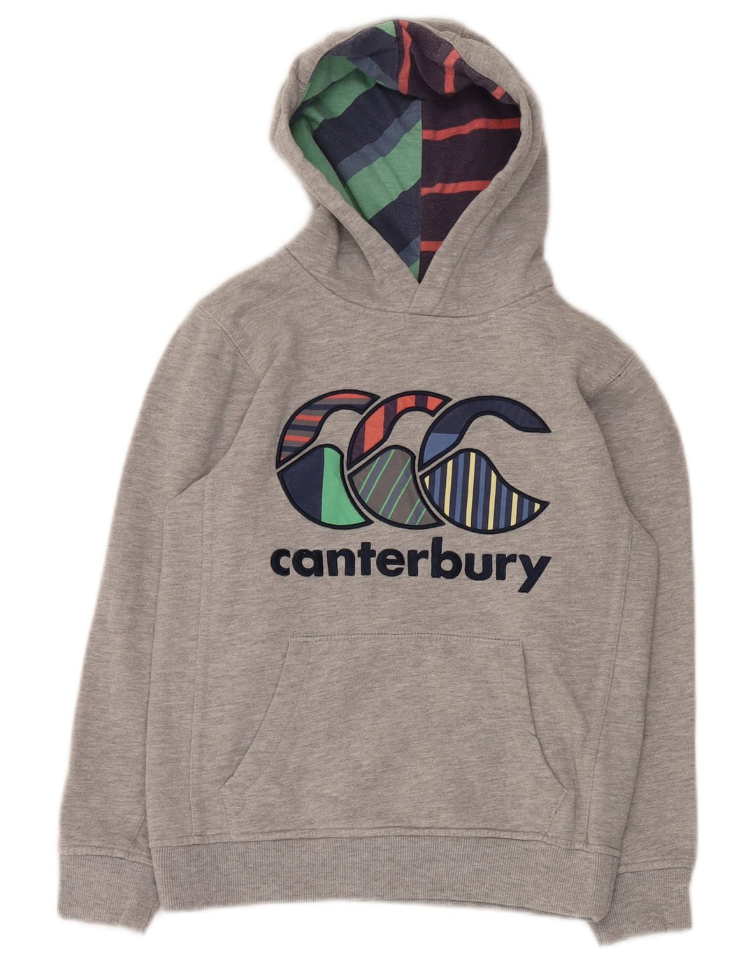 CANTERBURY Boys Graphic Hoodie Jumper 9-10 Years Grey Cotton