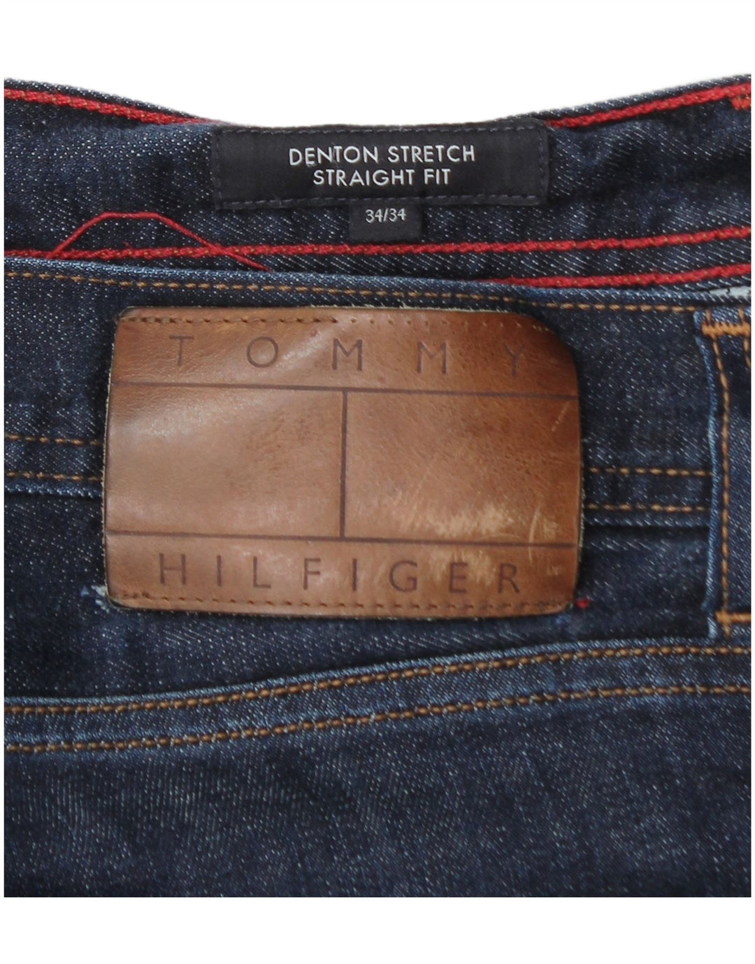 TOMMY HILFIGER Mens Denton Straight Jeans W34 L34  Navy Blue Cotton