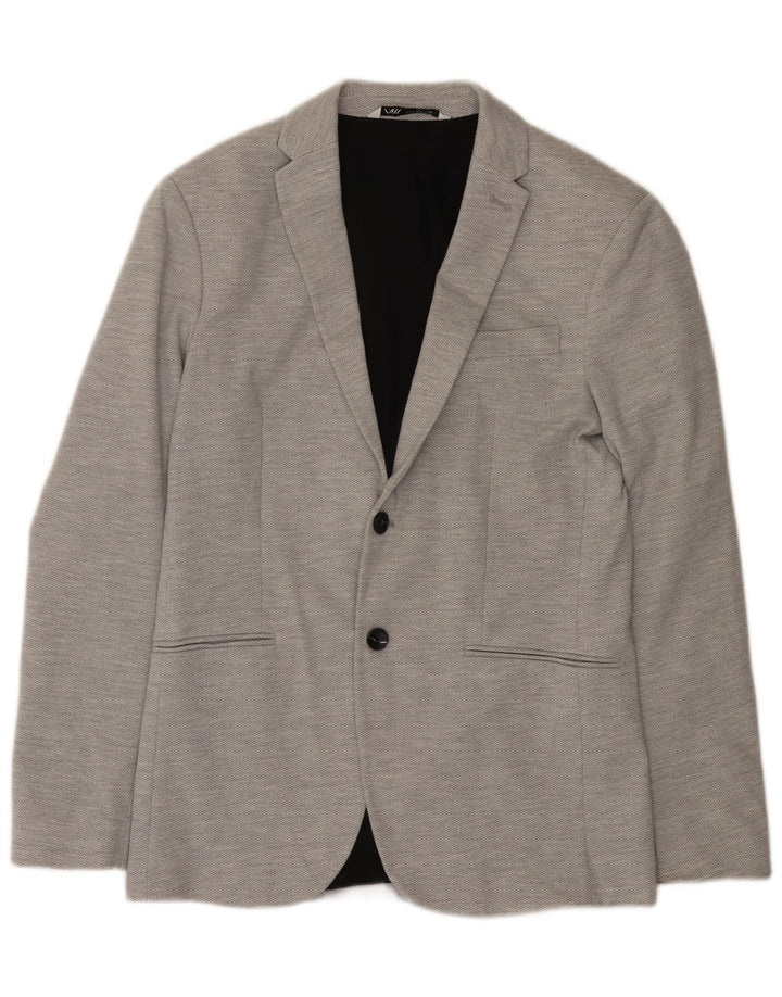 Zara Mens 2 Button Blazer Jacket UK 38 Medium Grey