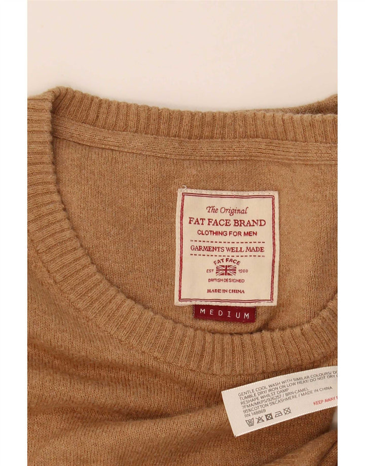 Fat Face Mens Boat Neck Jumper Sweater Medium Beige Cotton
