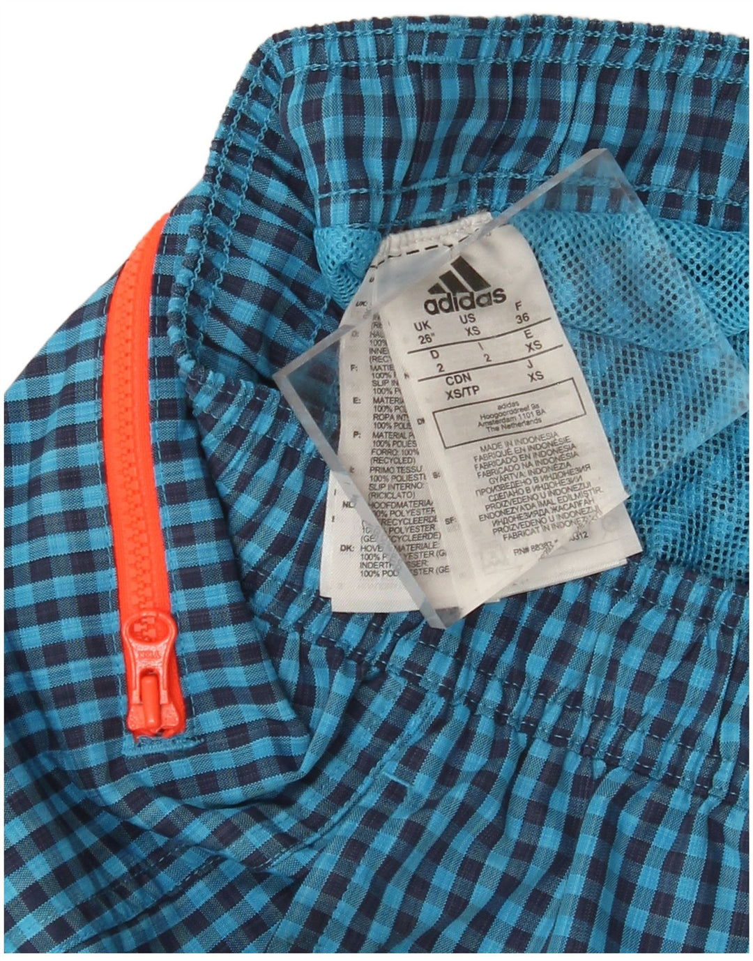 ADIDAS Mens Swimming Shorts XS  Blue Gingham Polyester