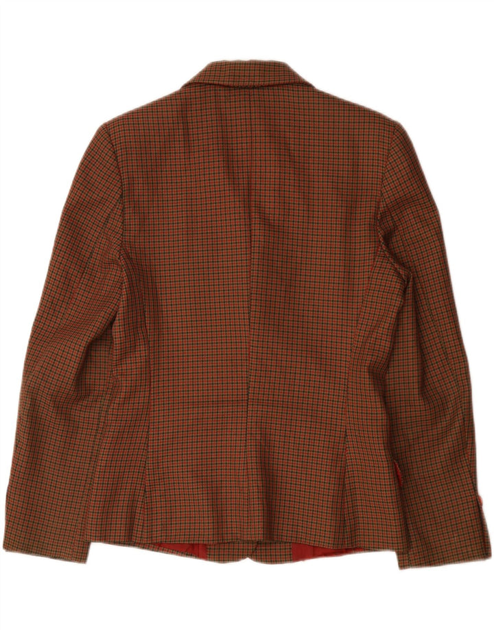 L'Equipe Womens 3 Button Blazer Jacket UK 14 Medium Brown Houndstooth