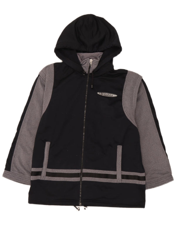 Lotto Boys Hooded Tracksuit Top Jacket 15-16 Years 3XL Black Colourblock