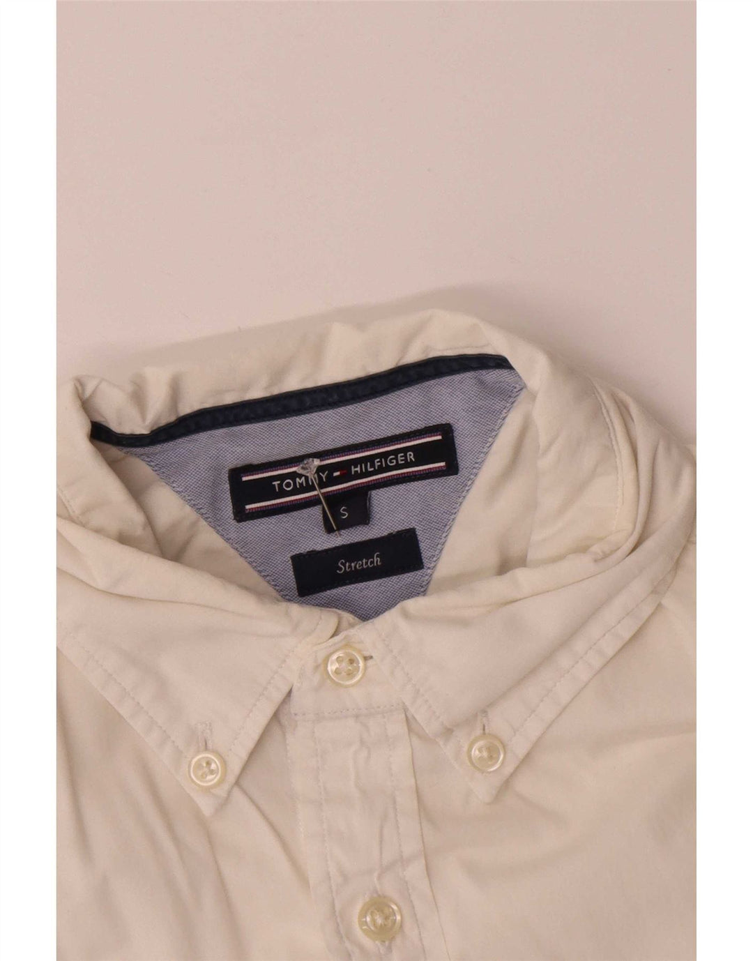 Tommy Hilfiger Mens Stretch Short Sleeve Shirt Small White Cotton
