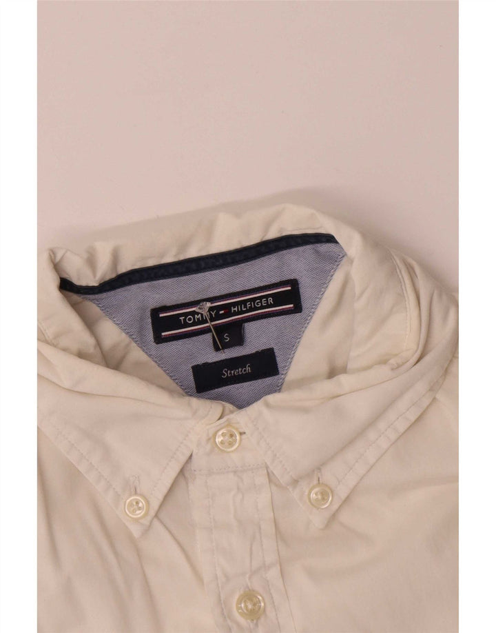 Tommy Hilfiger Mens Stretch Short Sleeve Shirt Small White Cotton