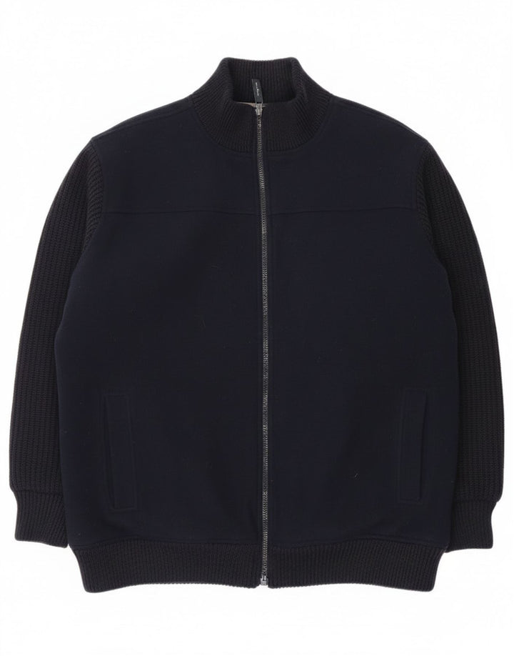 James Pringle Mens Loose Fit Fleece Jacket UK 40 Large Navy Blue Polyester