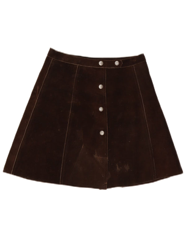 Vintage Womens Suede Mini Skirt W26 Small Brown