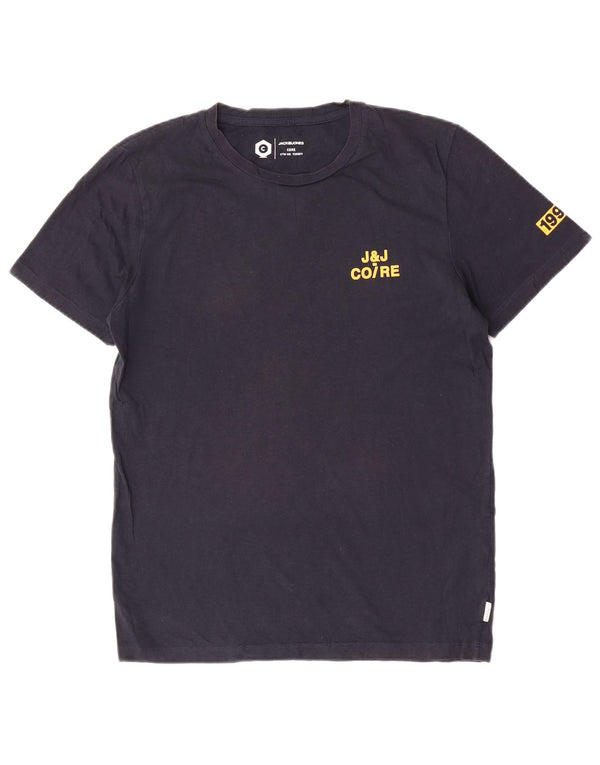 Jack & Jones Mens Graphic T-Shirt Top Small Navy Blue Cotton