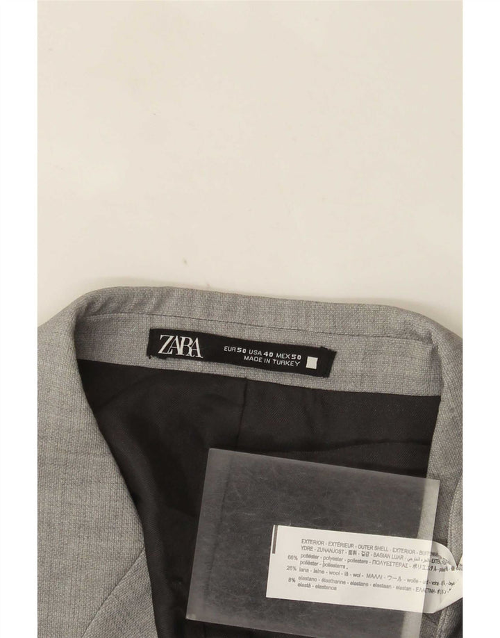 Zara Mens 2 Button Blazer Jacket EU 50 Medium Grey Polyester