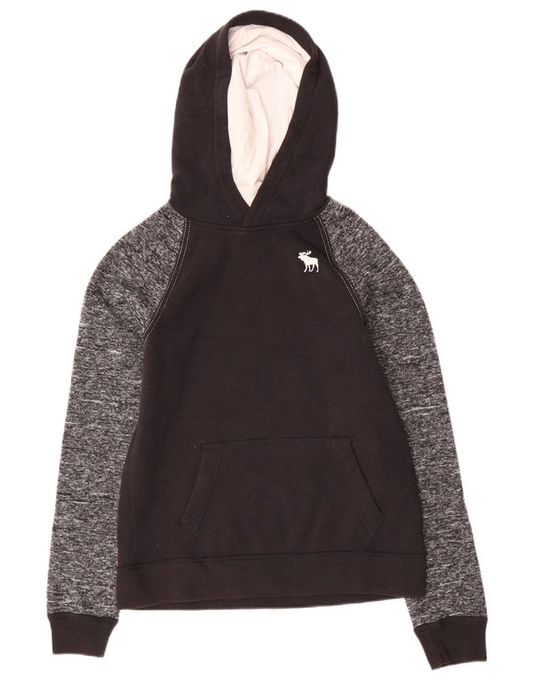 ABERCROMBIE & FITCH Boys Hoodie Jumper 13-14 Years Black Flecked Polyester