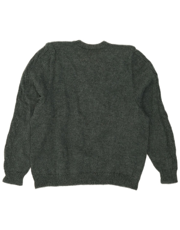 Vintage Womens Graphic Crew Neck Jumper Sweater UK 18 XL Green Floral