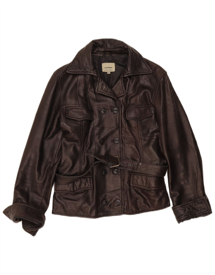 Conbipel Womens Leather Jacket IT 46 Large Brown Leather