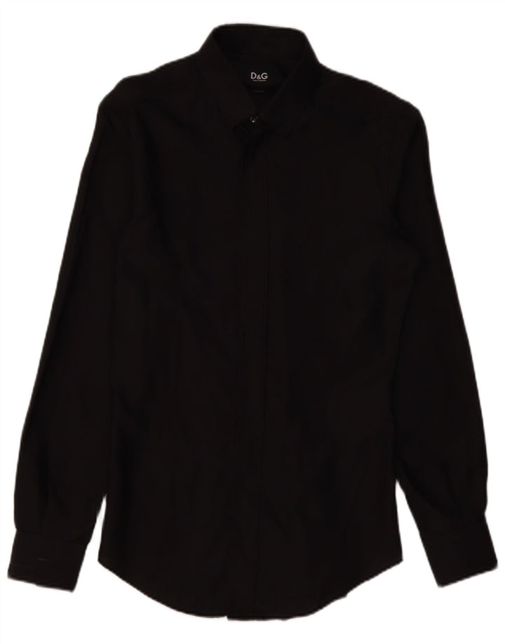 DOLCE & GABBANA Mens Shirt IT 48 Medium Black Cotton