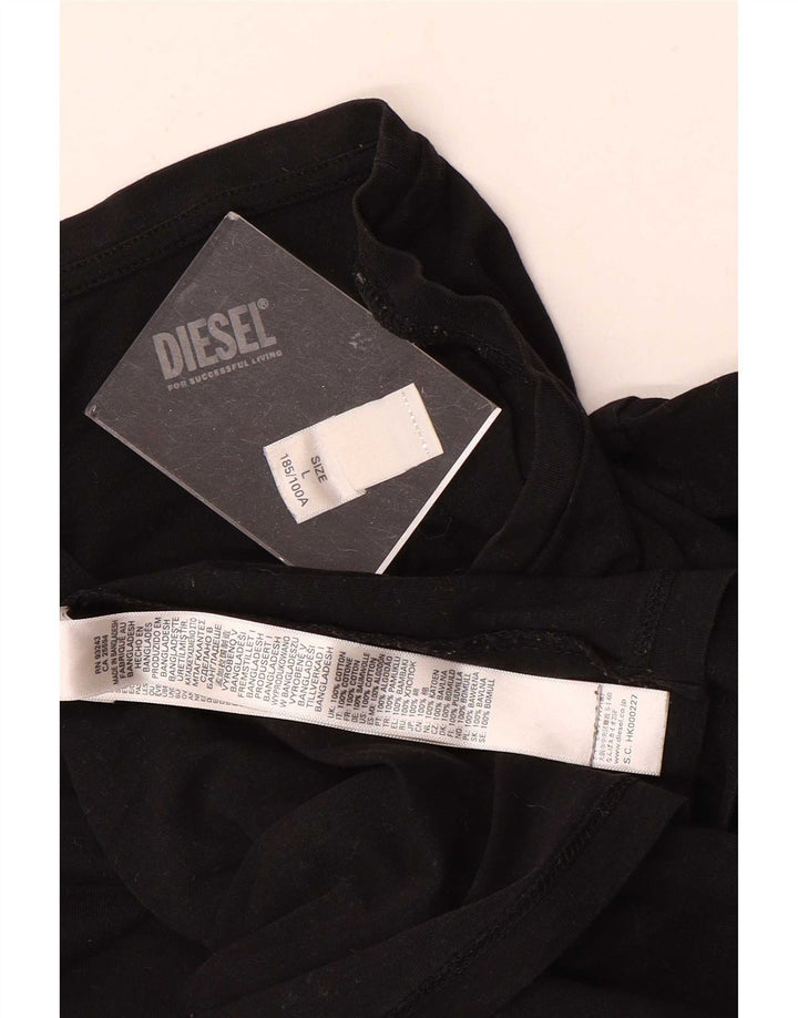 Diesel Mens T-Shirt Top Large Black Cotton