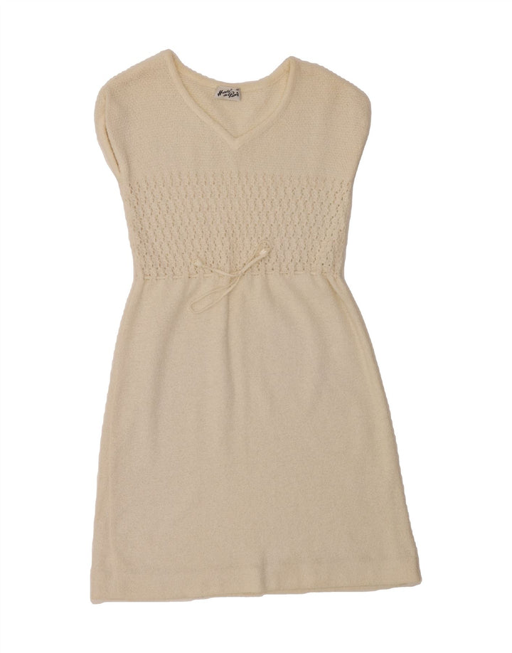 VINTAGE Womens Sleeveless Jumper Dress EU 40 Medium White Vintage Vintage and Second-Hand Vintage from Messina Hembry 