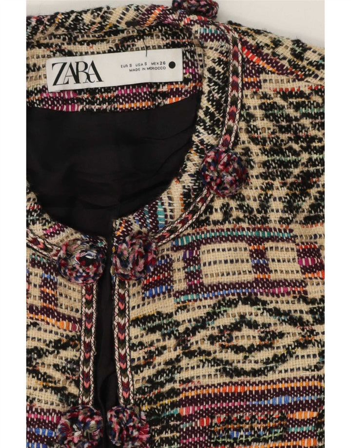 Zara Womens Oversized Blazer Jacket UK 10 Small Multicoloured Geometric