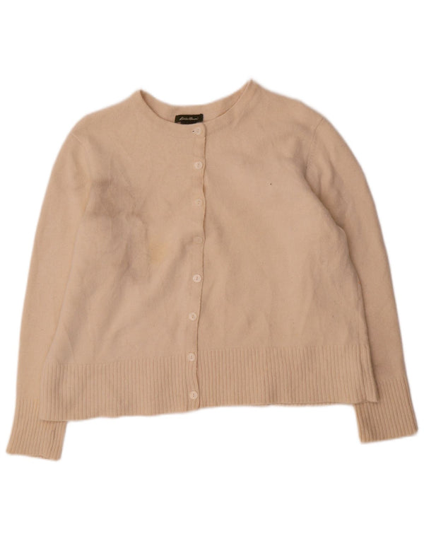 Eddie Bauer Womens Crop Cardigan Sweater UK 20 2XL Beige Wool