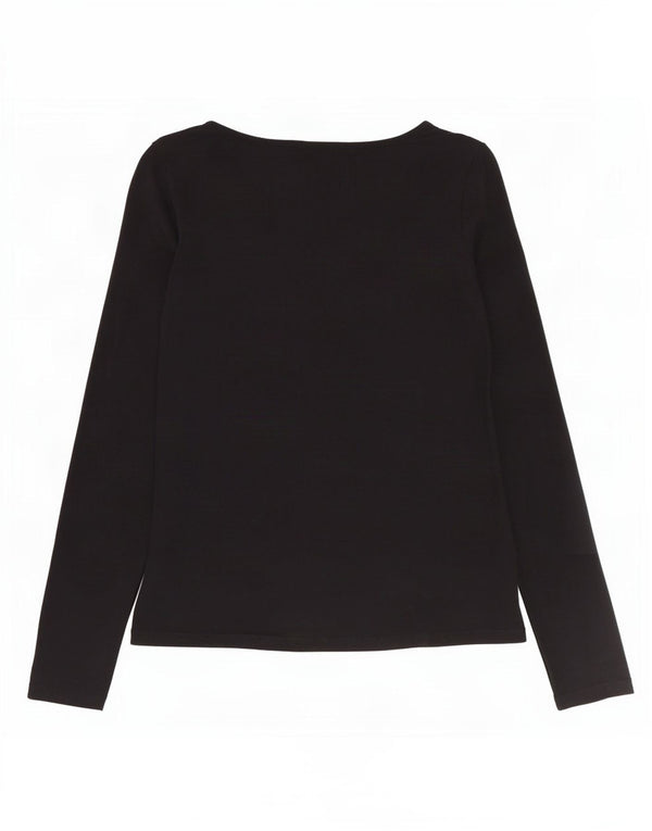 Jigsaw Womens Top Long Sleeve UK 10 Small Black Cotton