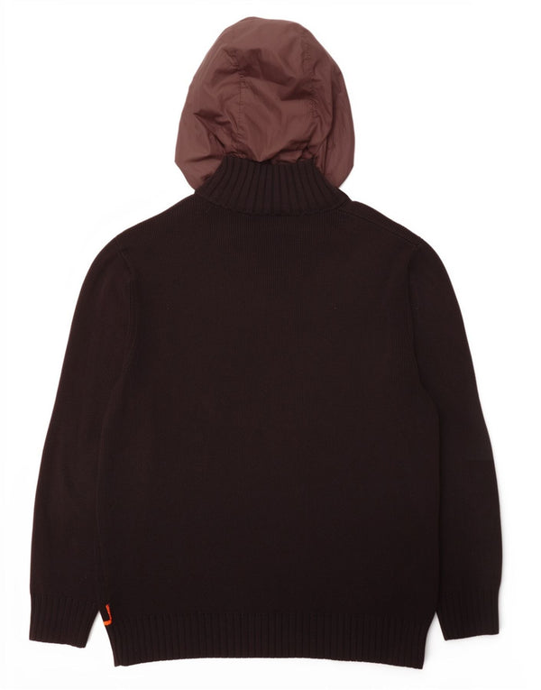 Hugo Boss Mens Hooded Cardigan Sweater 2XL Brown Cotton