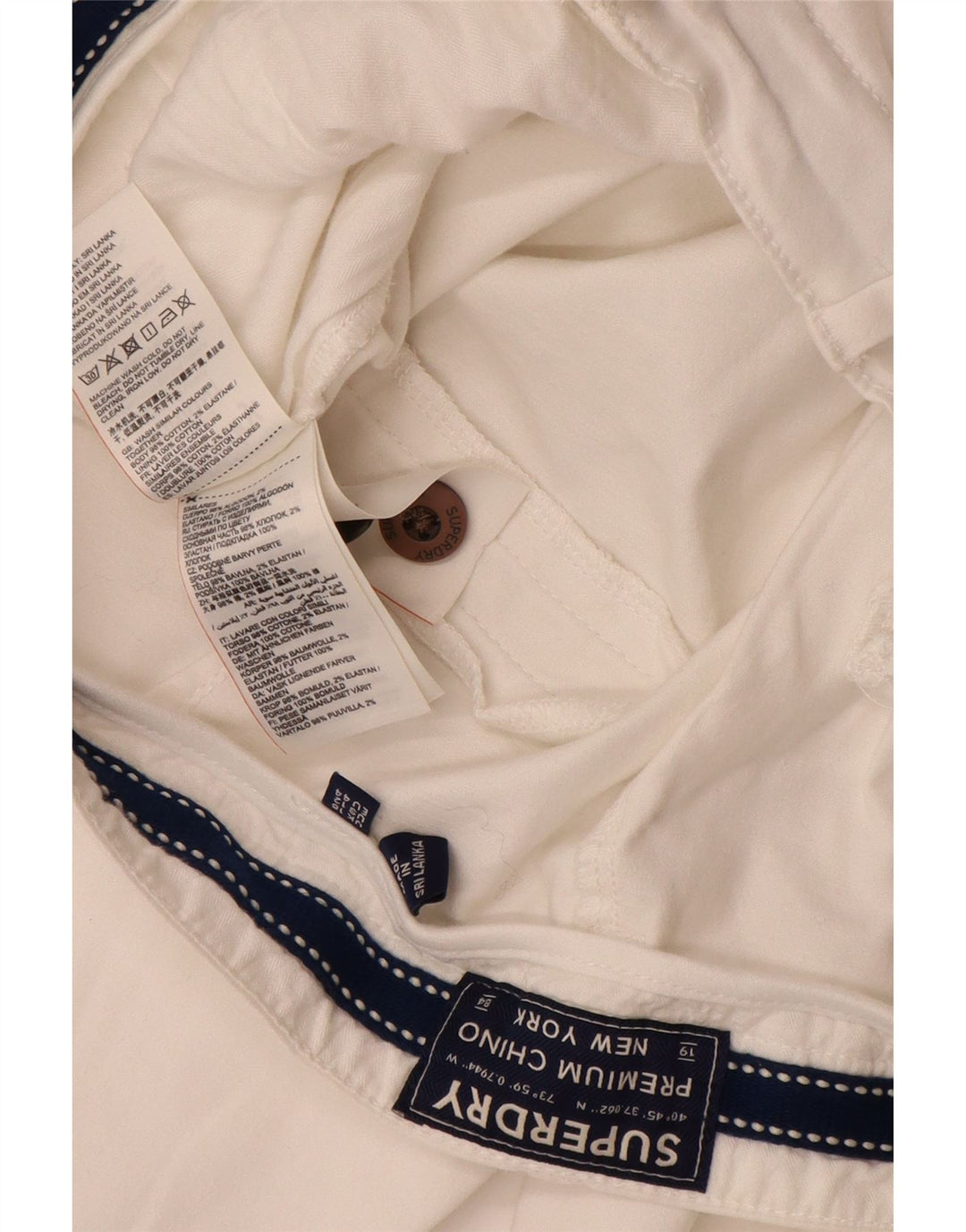 SUPERDRY Womens Slim Chino Trousers UK 16 Large W34 L29 White Cotton