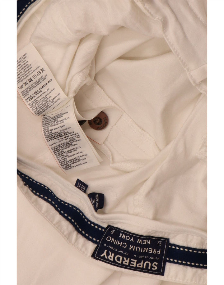 SUPERDRY Womens Slim Chino Trousers UK 16 Large W34 L29 White Cotton