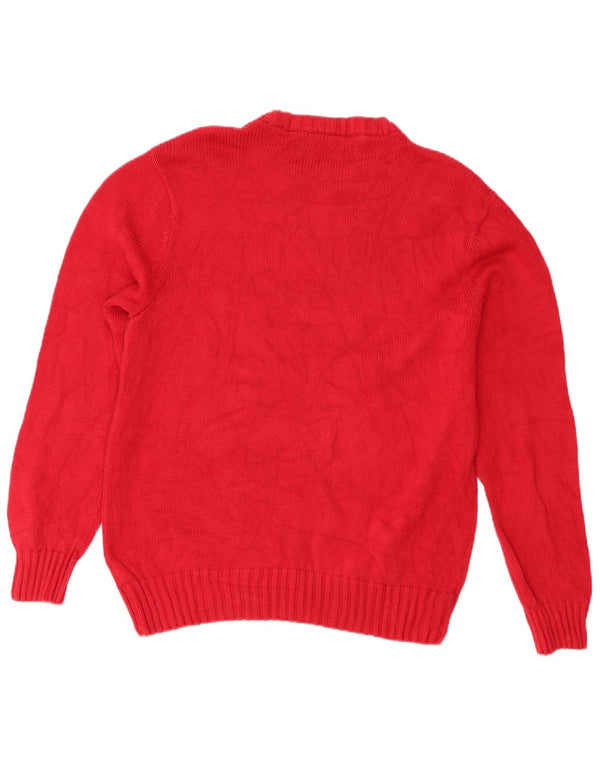 Chaps Mens Crew Neck Jumper Sweater Large Red Cotton