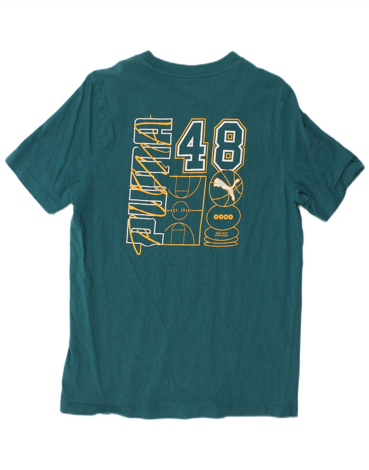 PUMA Mens Graphic T-Shirt Top Medium Green Cotton