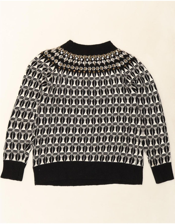 OASIS Womens Turtle Neck Jumper Sweater UK 16 Large Grey Argyle/Diamond Vintage Oasis and Second-Hand Oasis from Messina Hembry 