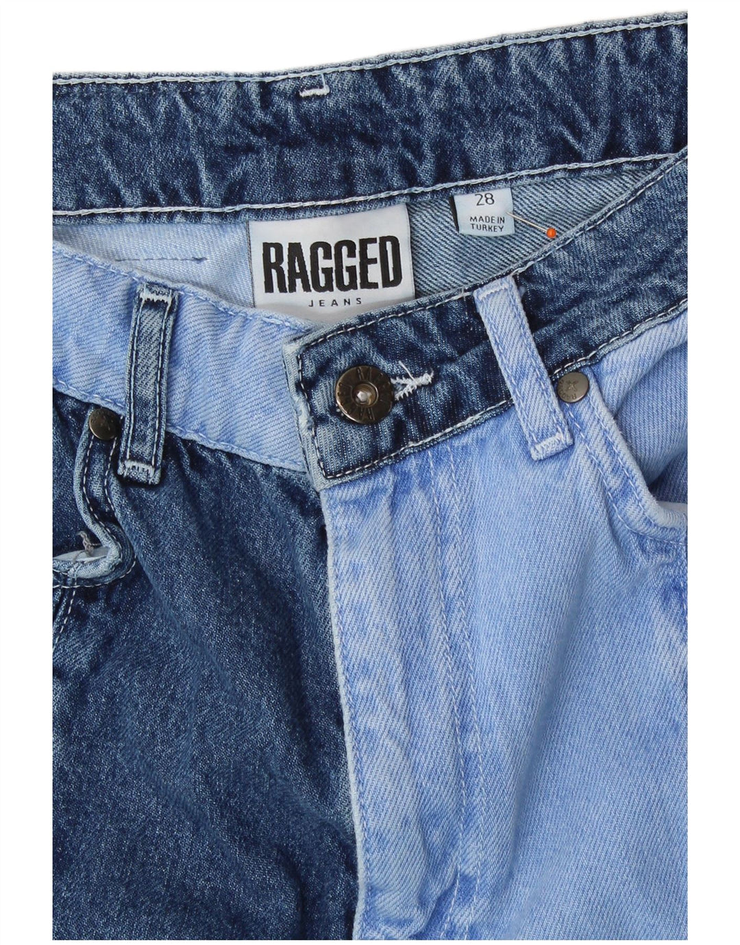 VINTAGE Womens Straight Jeans W28 L28 Blue Patchwork Cotton Retro