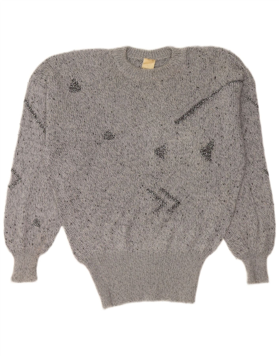 KRIZIA MAGLIA Womens Crew Neck Jumper Sweater UK 18 XL Grey Flecked Angora