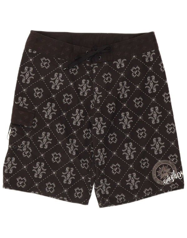 Quiksilver Mens Graphic Swimming Shorts Large Black Geometric Polyester