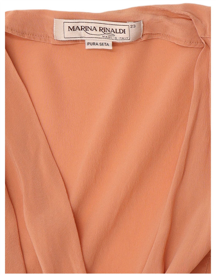 Marina Rinaldi Womens Shirt Blouse Size 23 Medium Orange Silk