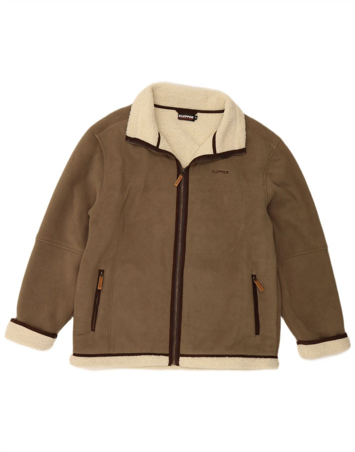 KLEPPER Mens Sherpa Fleece Jacket IT 56 3XL Khaki Polyester