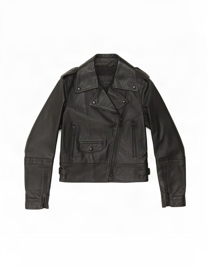 Belstaff Womens Leather Biker Jacket IT 38 XS Black