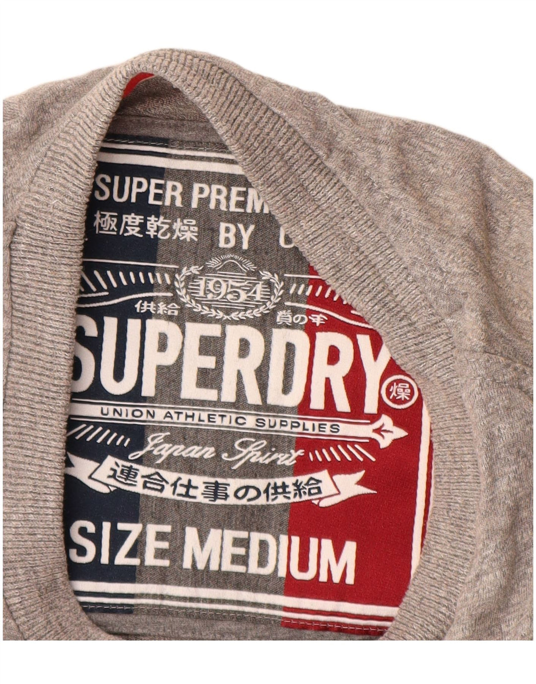 SUPERDRY Mens Graphic T-Shirt Top Medium Grey Cotton