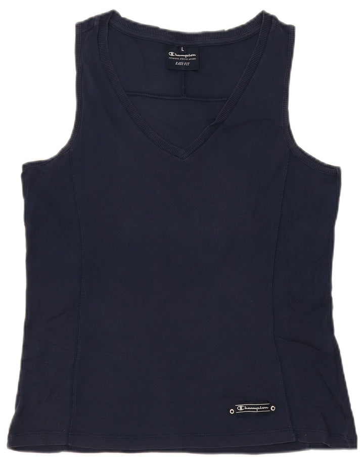 Champion Womens Vest Top UK 14 Large Navy Blue