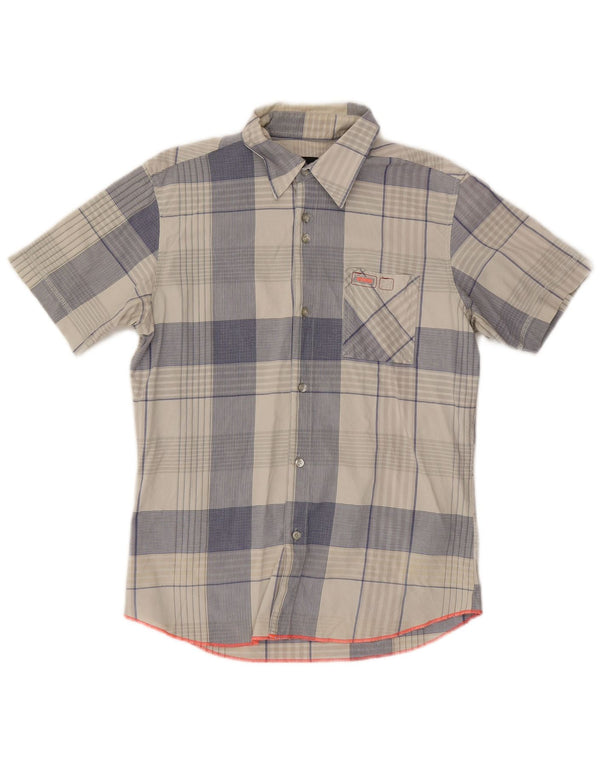 Diesel Mens Short Sleeve Shirt Medium Blue Check Cotton
