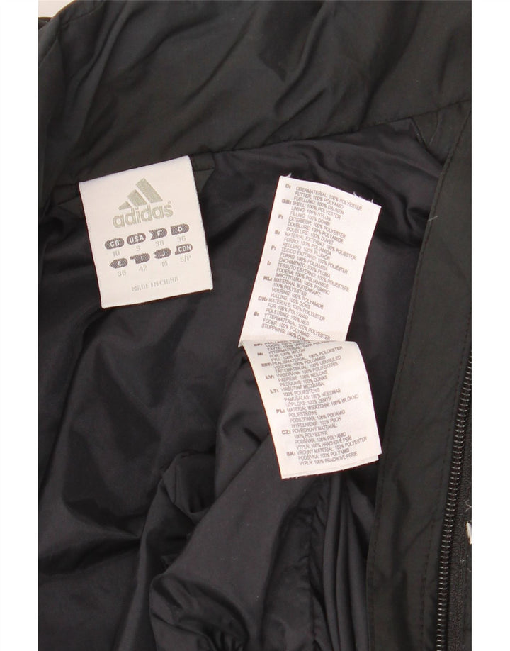 ADIDAS Womens Oversized Hooded Padded Jacket UK 10 Small  Black Polyester