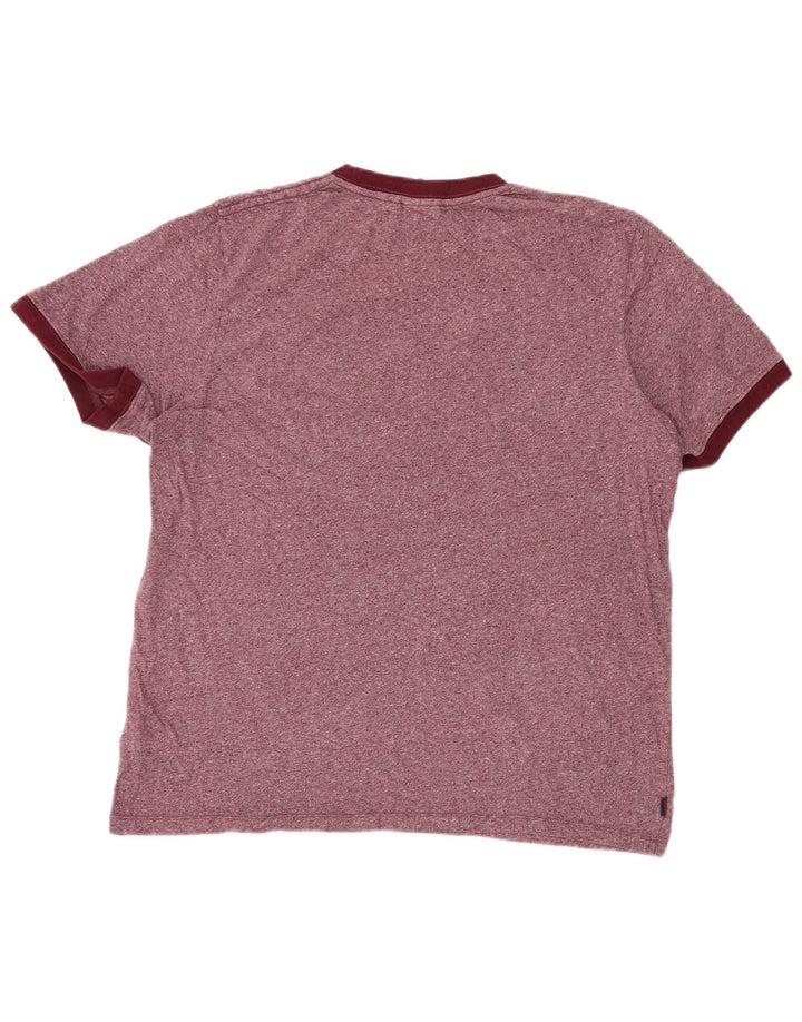 SUPERDRY Mens T-Shirt Top 2XL Burgundy Flecked Cotton